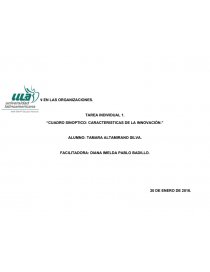 TAREA INDIVIDUAL 1. “CUADRO SINOPTICO: CARACTERISTICAS DE LA INNOVACIÓN.”. Página 1