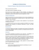 PLAN DE TRABAJO PARA RECEPCIÓN DE DELEGADOS: ASAMBLEA INTERNACIONAL