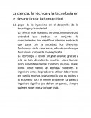 La ciencia, la técnica y la tecnología en el desarrollo de la humanidad
