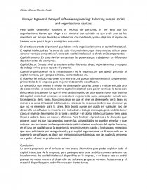 Ensayo: A general theory of software engineering: Balancing human, social and organizational capitals. Página 1