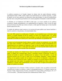 Revison de la politica economica del ecuador. Página 1