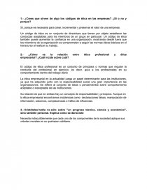 ¿Crees que sirven de algo los códigos de ética en las empresas? ¿Sí o no y porque?. Página 1