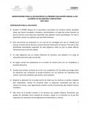 ORIENTACIONES PARA LA APLICACIÓN DE LA PRIMERA EVALUACIÓN PARCIAL A LOS ALUMNOS DE SECUNDARIA COMUNITARIA