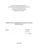 SUGERENCIAS PARA EL DESEMPEÑO DE ACTIVIDADES DE EVALUACIÓN EN EDUCACIÓN INICIAL