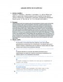 ANÁLISIS CRÍTICO DE UN ARTÍCULO.