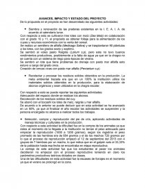 AVANCES, IMPACTO Y ESTADO DEL PROYECTO. Página 1