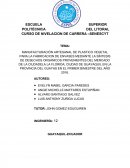 MANUFACTURACIÓN ARTESANAL DE PLASTICO VEGETAL PARA LA FABRICACION DE ENVASES MEDIANTE LA SÍNTESIS DE DESECHOS ORGÁNICOS