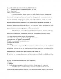 CLASIFICACION DE LOS ACTOS ADMINISTRATIVOS. Según la relación de voluntad del ejecutivo con la ley. Página 1