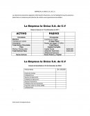 La empres le presenta la siguiente información financiera, con la finalidad de que la asesore y determine su solvencia para efectos de realizar unas operaciones bursátiles.