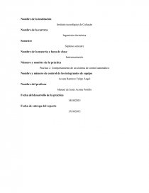 Practica 2. Comportamiento de un sistema de control automático. Página 1