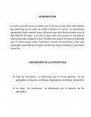 La estructura del suelo se define por la forma en que están distribuidas las partículas en el suelo la arcilla el limo y la arena se denominan agregados. Están pueden tener diferente que será determinante para la distribución del agua