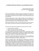 La Gestión de Recursos Humanos y sus principales funciones.