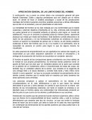 APRECIACIÓN GENERAL DE LAS LIMITACIONES DEL HOMBRE.