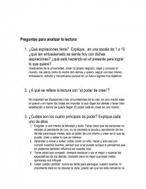 Preguntas para analizar la lectura. Página 1