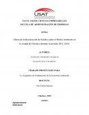 Efecto de la Recolección de Solidos sobre el Medio Ambiente en la ciudad de Chiclayo durante el periodo 2011-2014