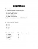 Matemáticas Resuelve el siguiente cuestionario: