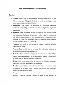 COMITÉ ORGANIZADOR Y SUS FUNCIONES. Página 1