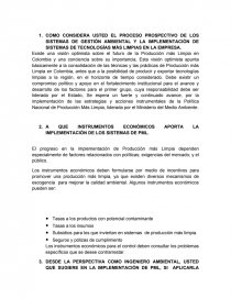 COMO CONSIDERA USTED EL PROCESO PROSPECTIVO DE LOS SISTEMAS DE GESTIÓN AMBIENTAL. Página 1