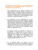 Importancia de la comunicación en las organizaciones,