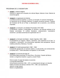 HISTORIA ECONÓMICA GRAL. PROGRAMA DE LA ASIGNATURA. Página 1