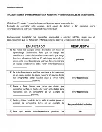 EXAMEN SOBRE INTERDEPENDENCIA POSITIVA Y RESPONSABILIDAD INDIVIDUAL. Página 1