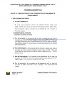 MEMORIA DESCRIPTIVA PROYECTO CONSTRUCCCION “LOCAL COMUNAL DE LA COMUNIDAD DE SACRA FAMILIA”