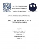 LABORATORIO DE QUIMICA ORGANICA PRACTICA 9. AISLAMEINTO DE UN PRODUCTO NATURAL