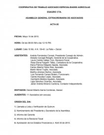 ASAMBLEA GENERAL EXTRAORDINARIA DE ASOCIADOS. Página 1