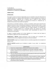 PROGRAMA DE LA ASIGNATURA: AUDITORIA. Página 1