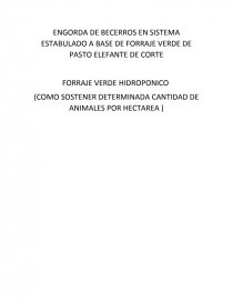 ENGORDA DE BECERROS EN SISTEMA ESTABULADO A BASE DE FORRAJE VERDE DE PASTO ELEFANTE DE CORTE. Página 1