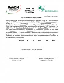CARTA COMPROMISO DEL PROYECTO TERMINAL I. Página 1