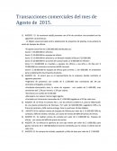 Transacciones comerciales del mes de Agosto de 2015.