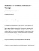 Modalidades Turísticas: Conceptos Y Tipología.