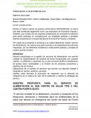 NUESTRA PROPUESTA PARA EL SERVICIO DE ALIMENTACIÓN AL SUB CENTRO DE SALUD TIPO C DEL CANTÓN PUERTO QUITO