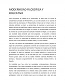 MODERNIDAD FILOSOFICA Y EDUCATIVA