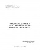 REACCIONES IONICAS QUE PRODUCEN PRECIPITADOS