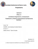 Clasificación y evidencia experimental de las reacciones químicas