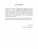 MODELO DE CARTA DE RESIDENCIA