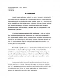 Autoestima El día de hoy, en la tabla, el resultado fue de una autoestima saludable. Página 1