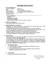 INFORME PSICOLÓGICO. PROCESOS AFECTIVOS.. Página 1