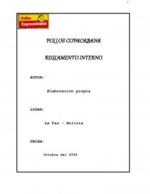 POLLOS COPACABANA: MODELO DE REGLAMENTO INTERNO. Página 1