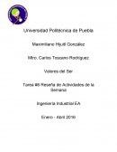 Tarea #6 Reseña de Actividades de la Semana Ingeniería Industrial EA