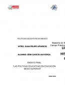 LAS POLÍTICAS EDUCATIVAS EN EDUCACIÓN MEDIA SUPERIOR