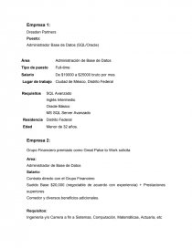Administrador Base de Datos (SQL/Oracle). Página 1