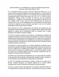 Ignaz Semmelwis y su investigación en la causa de la fiebre puerperal “texto escrito por José Gómez Romero, 1983. Página 1