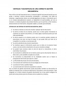 VENTAJAS Y DESVENTAJAS DE UNA CORRECTA GESTIÓN DOCUMENTAL