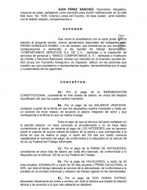 DEMANDA LABORAL POR DESPIDO INJUSTIFICADO.. Página 1