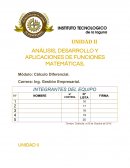 UNIDAD II ANÁLISIS, DESARROLLO Y APLICACIONES DE FUNCIONES MATEMÁTICAS.