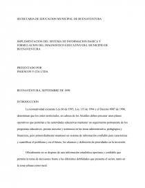 Implementacion del sistema de informacion básica y formulacion del diagnostico educativo del Municipio de Buenaventura. Página 1