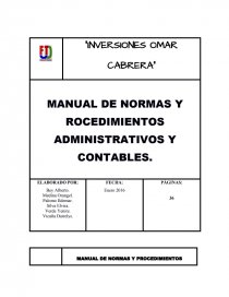 MANUAL DE NORMAS Y ROCEDIMIENTOS ADMINISTRATIVOS Y CONTABLES. Página 1